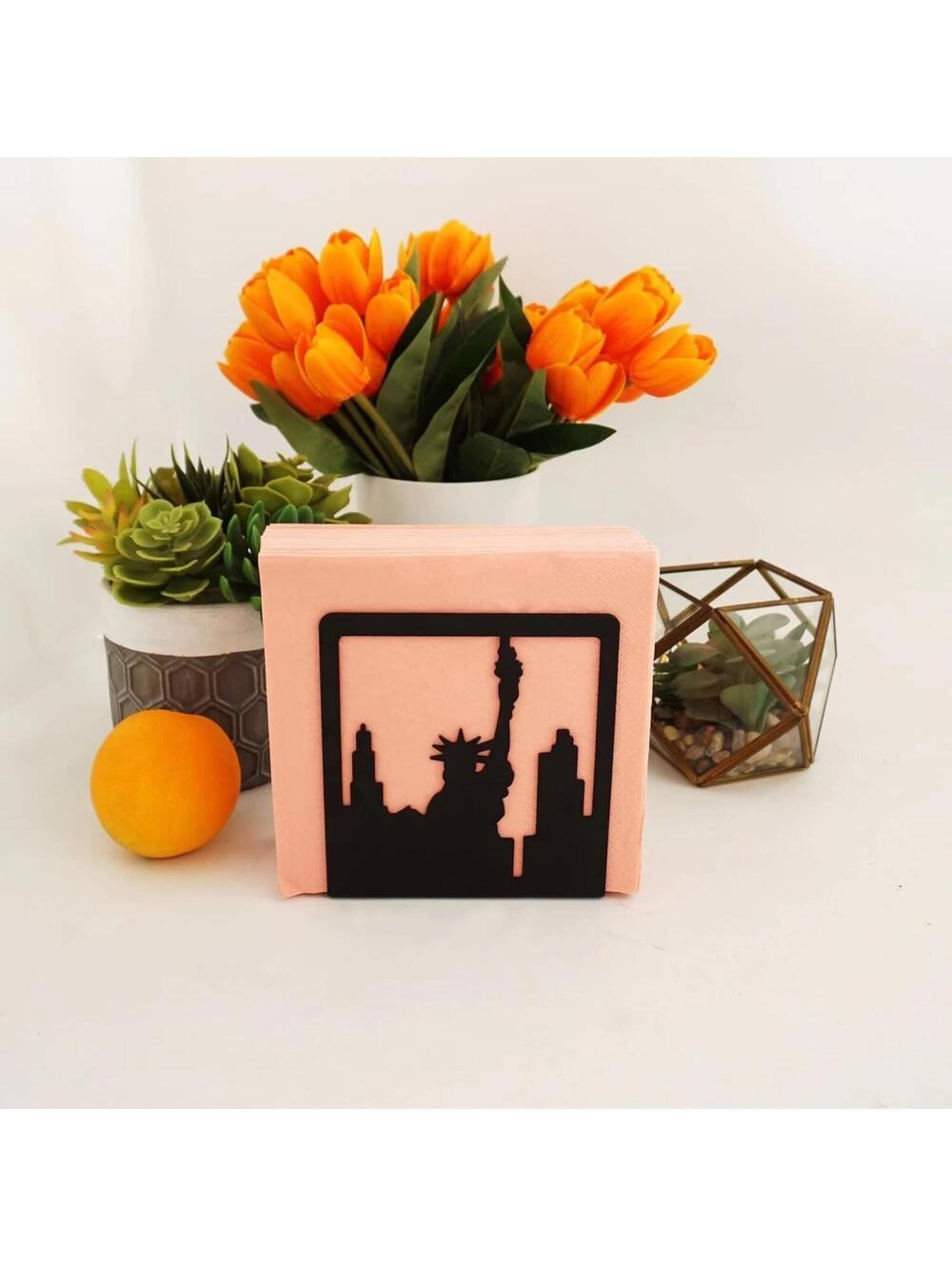 New York Statue Of Liberty Black Metal Napkin Holder Modern City Metal Decor 1pc